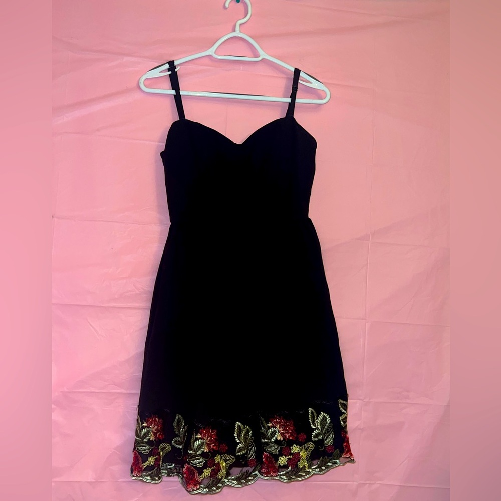 Black dress with cute red flowers